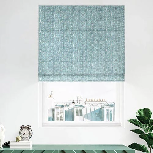 Motorized Plain Classic Pleated Roman Shade - Elegance