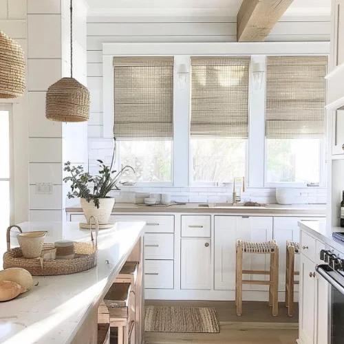 Exclusive Cordless Natural Woven Wood Shades - Tan