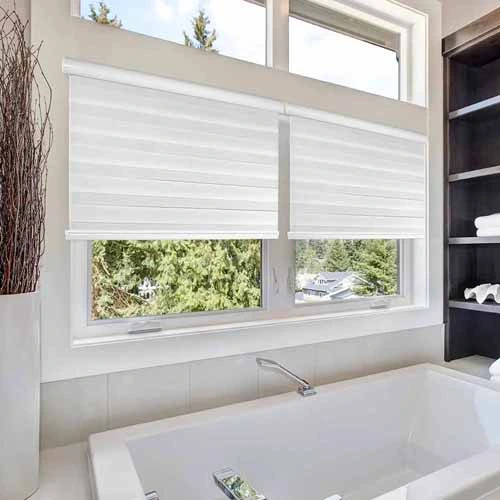 Zebra Light Filtering Roller Shades Bathroom